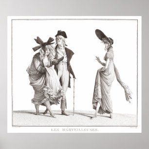 Les Merveilleuses Antique French Fashion Print Poster