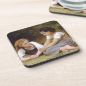 Les Noisettes: Junge Mädchen sammeln Haselnüsse Getränkeuntersetzer (Linke Seite)