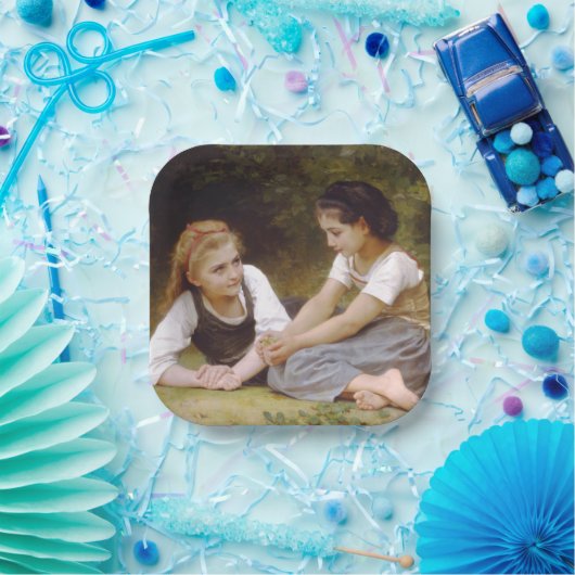 Les Noisettes: Junge Mädchen sammeln Haselnüsse Pappteller (Party)