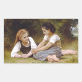 Les Noisettes: Junge Mädchen sammeln Haselnüsse Rechteckiger Aufkleber (Vorderseite)