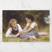 Les Noisettes: Junge Mädchen sammeln Haselnüsse Schaumweinetikett (Einzelnes Label)