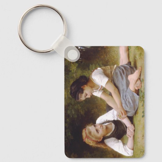 Les Noisettes: Junge Mädchen sammeln Haselnüsse Schlüsselanhänger (Vorderseite)