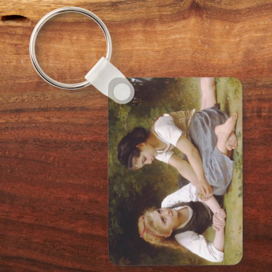 Les Noisettes: Junge Mädchen sammeln Haselnüsse Schlüsselanhänger (Vorderseite)