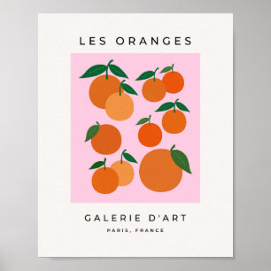 Les Oranges 01 Retro Frucht Pink Und Orange Poster