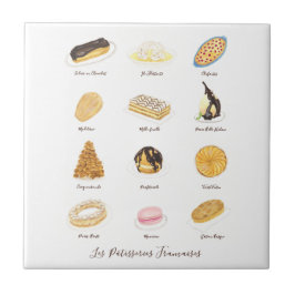Les Pâtisserie Françaises Aquarell Fliese