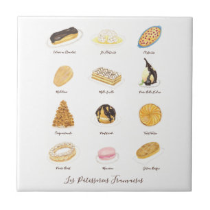 Les Pâtisserie Françaises Aquarell Fliese