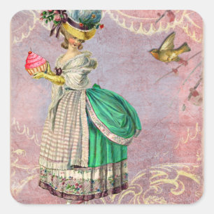 Les Petits Gateaux Marie Antoinette kleiner Kuchen Quadratischer Aufkleber