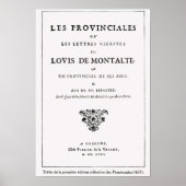 Les Provinciales" von Blaise Pascal Poster (Vorne)