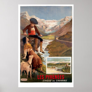 Les Pyrénées, Gavarnie Vintag Tourismus Reisen Poster
