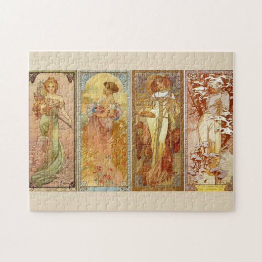 Les Quatre Saisons von Alfons Mucha (1902) Puzzle (Horizontal)