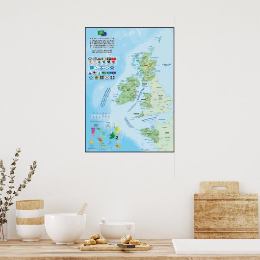 Les sechs Nations celtiques carte multilingue Poster (Küche)