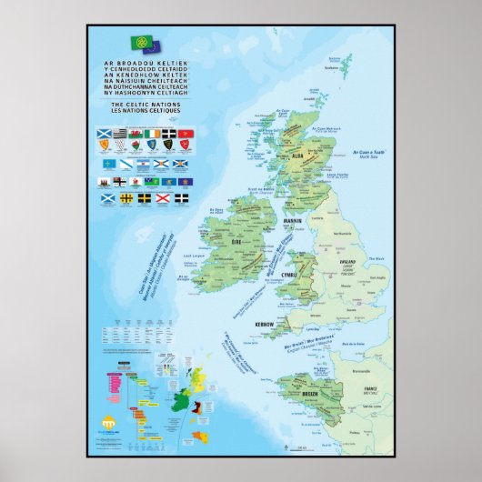 Les sechs Nations celtiques carte multilingue Poster (Vorne)