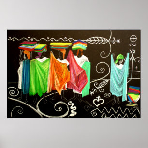 Les Vendeuses de Tissus Haitienne Poster