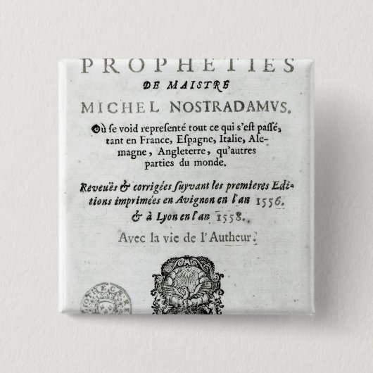 'Les Vrayes Jahrhunderte und Propheties Button (Vorderseite)