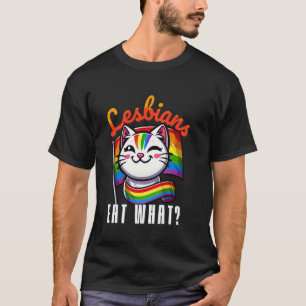 Lesbe isst was Sarkastische LGBTQ Verbündete Katze T-Shirt