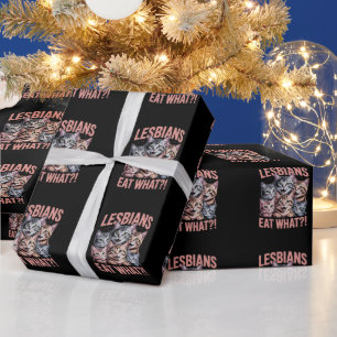 Lesben essen, was die lustige Katze Lesbian LGBTQ  Geschenkpapier