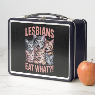 Lesben essen, was die lustige Katze Lesbian LGBTQ  Metall Brotdose
