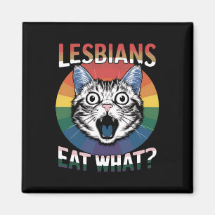 Lesben essen, was Katzen Humor LGBTQ Stolz-Flagge Magnet