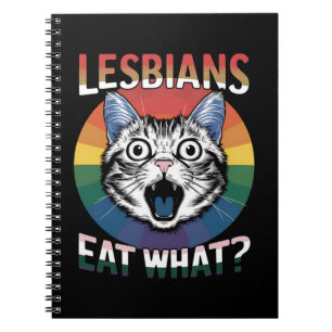 Lesben essen, was Katzen Humor LGBTQ Stolz-Flagge Notizblock