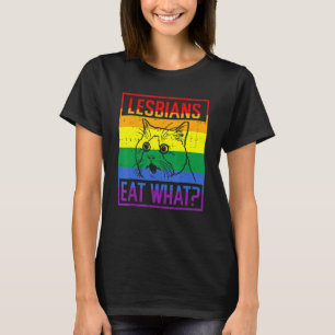 Lesben essen was Katzen Humor Pun LGBT-Stolz-Flagg T-Shirt