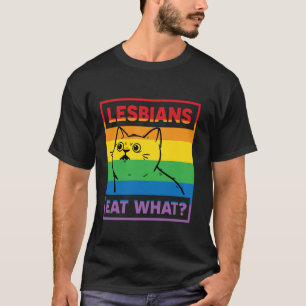Lesben essen was lustige Katze Gay Pride LGBTQ Pun T-Shirt