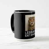 Lesben essen was Lustiges Tasse (Vorderseite Links)
