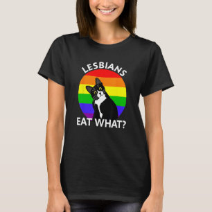 Lesben essen was süße schwarze Katze LGBT Farbe T-Shirt