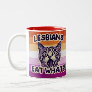 Lesben essen was Unglaublich witzig Sapphic-Spaß Zweifarbige Tasse
