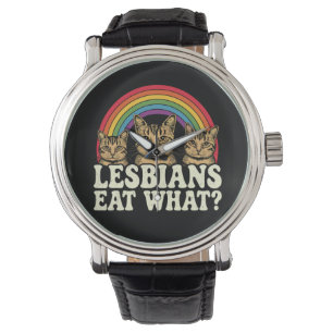 Lesben essen was Vintage LGBT Pride Monat Meme Armbanduhr