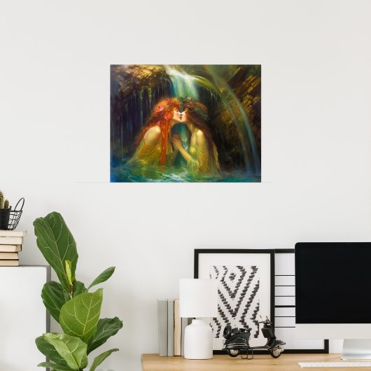 Lesben im fallenden Wasser Poster (Heimbüro)