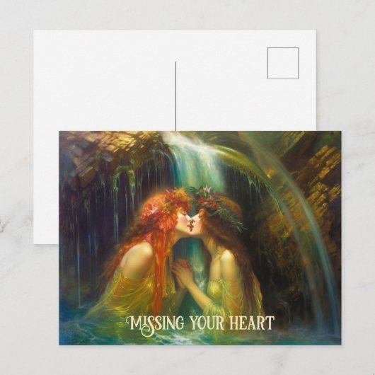 Lesben im fallenden Wasser Postkarte (Vorne/Hinten)