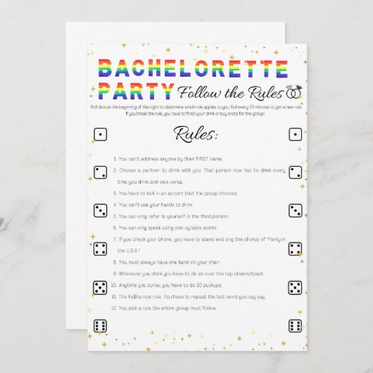 Lesben Junggeselinnen-Abschied Game, folgen Sie de Einladung (Vorne/Hinten)