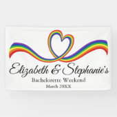 Lesbian Bachelorette Rainbow Heart Banner (Horizontal)