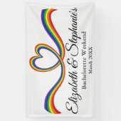 Lesbian Bachelorette Rainbow Heart Banner (Vertikal)