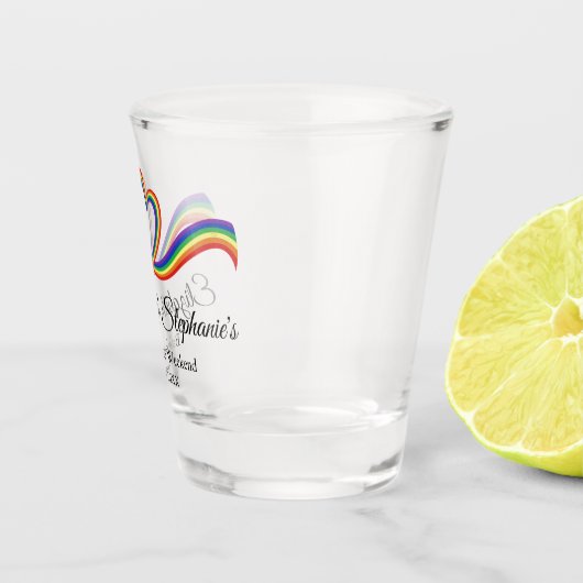 Lesbian Bachelorette Rainbow Heart Schnapsglas (Rechts)