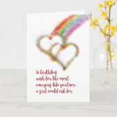 Lesbian Birthday Wish for Life Partner, Rainbow Karte (Gelbe Blume)