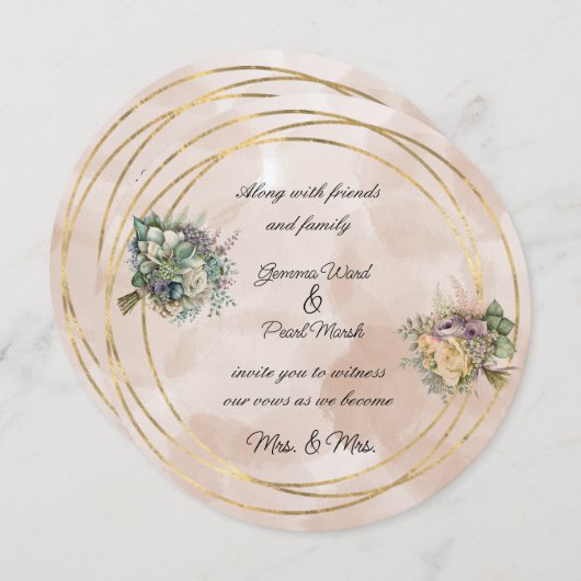 Lesbian Bridal Bouquet Floral Wedding Einladung (Vorne/Hinten)