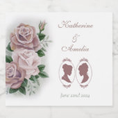 Lesbian Brides Regency Pink Roses Bierflaschenetikett (Einzelnes Label)