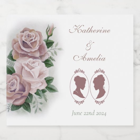 Lesbian Brides Regency Pink Roses Bierflaschenetikett (Einzelnes Label)