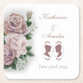 Lesbian Brides Regency Pink Roses Rechteckiger Pappuntersetzer (Vorderseite)
