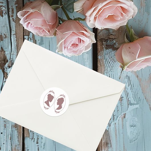 Lesbian Brides Regency Pink Roses Runder Aufkleber