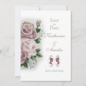 Lesbian Brides Regency Pink Roses Save The Date (Vorderseite)