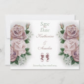 Lesbian Brides Regency Pink Roses Save The Date (Vorderseite)