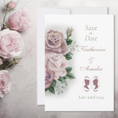 Lesbian Brides Regency Pink Roses Save The Date