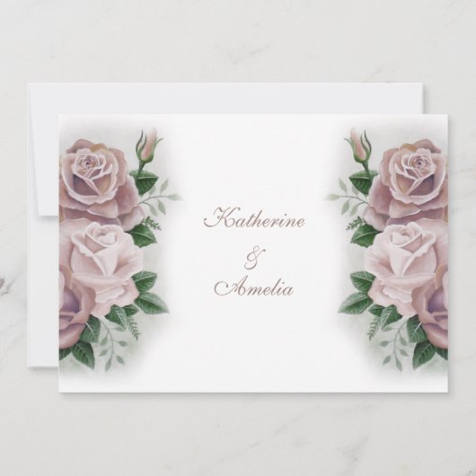 Lesbian Brides Regency Pink Roses Save The Date (Rückseite)