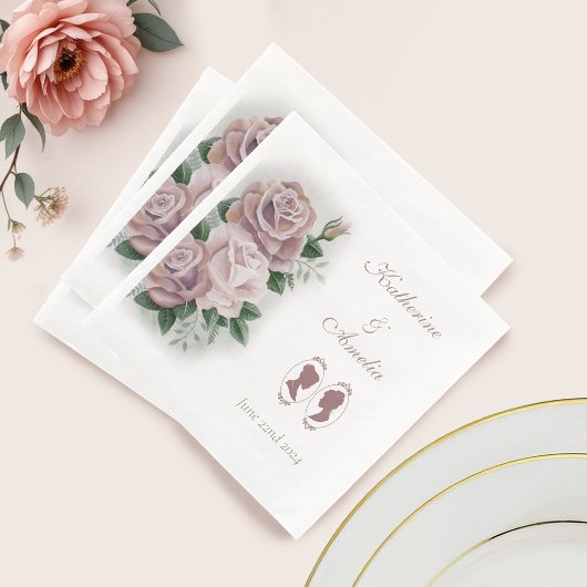 Lesbian Brides Regency Pink Roses Serviette