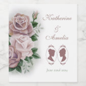 Lesbian Brides Regency Pink Roses Weinetikett (Einzelnes Label)