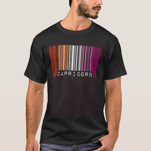 Lesbian Capricorn Barcode Gay Pride Flag Zodiac Si T-Shirt (Vorderseite)