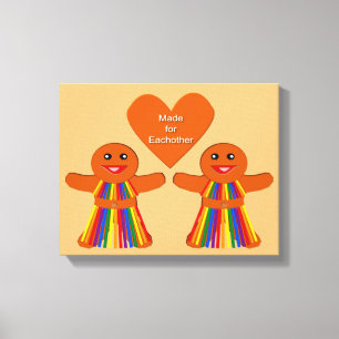 Lesbian Christmas Gingerbread Ladys Couple Leinwanddruck