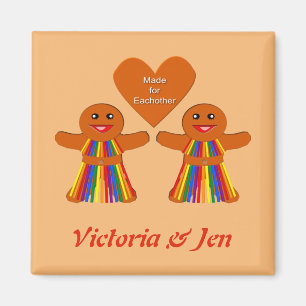 Lesbian Christmas Gingerbread Ladys Couple Magnet